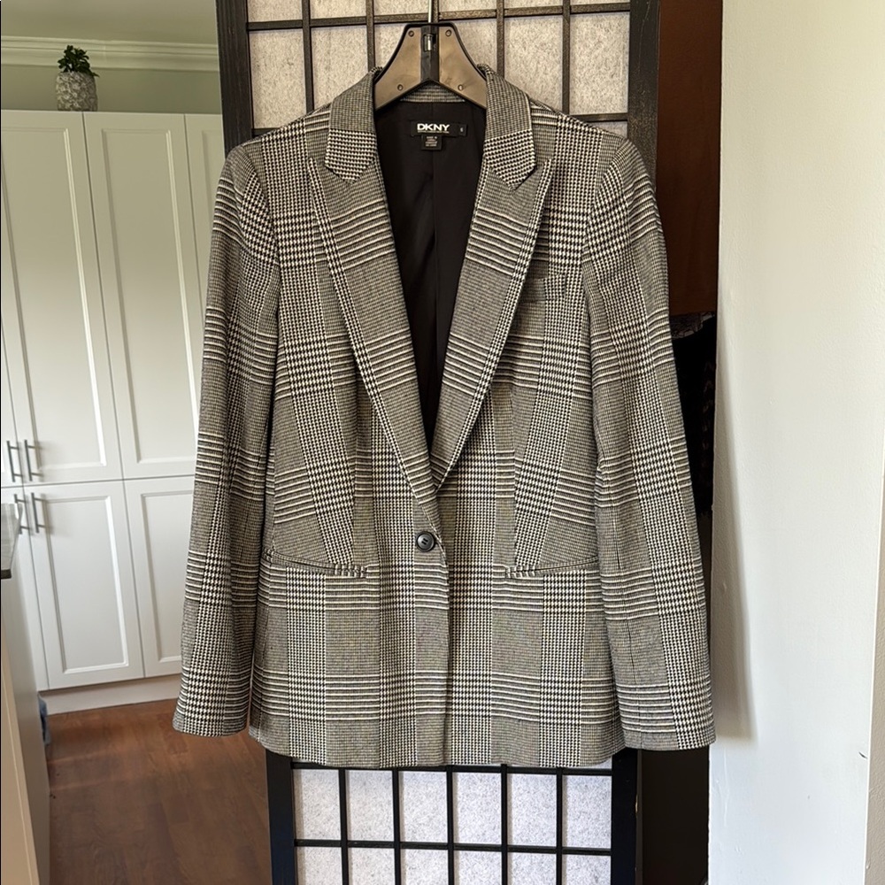 DKNY Classic Houndstooth Blazer, Lined, SZ6